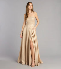 Klaudia Glitter A-Line Slit Formal Dress