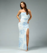 Ana Floral Sequin Beaded Formal Dress