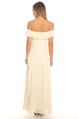 Scarlet Off-Shoulder Ruffle Trim Maxi Dress Butter