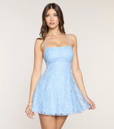 Forget Me Not Lace-Up Sequin Lace Mini Dress