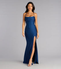 Delia Formal Cowl Neck Long Dress