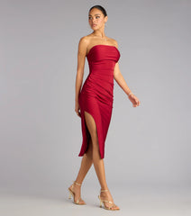 Dianna Strapless Slit Midi Formal Dress
