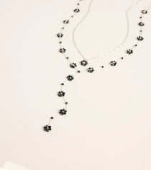 Petal Drop Floral Lariat Necklace Set
