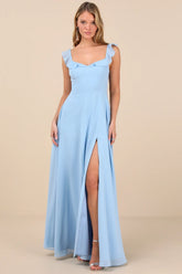Dreamy Admiration Light Blue Ruffled Maxi Dress