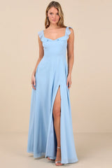 Dreamy Admiration Light Blue Ruffled Maxi Dress