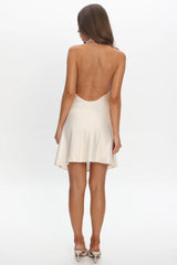 Elarah High Cowl Halterneck Mini Dress Pearl