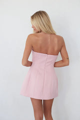 Alix Twist Front Bubble Pink Mini Dress