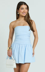 Strapless Drop Waist Dress in Blue