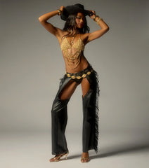 Outlaw Mood Faux Leather Fringe Chaps
