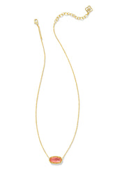 ELISA PENDANT NECKLACE GOLD CORAL PINK MOTHER OF PEARL 