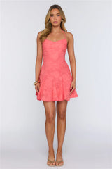 Stay Shining Halter Mini Dress Coral