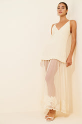 Sleeveless Sheer Linen Maxi Slip Dress
