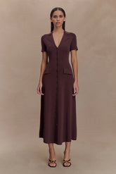 Pearson Short Sleeve Knit Midi Dress - Chocolate