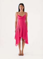 Pirama Beaded Midi Dress - Fuchsia