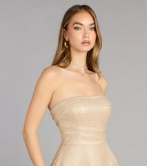 Klaudia Glitter A-Line Slit Formal Dress