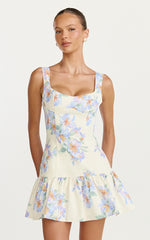 Balconette Bodice Drop Waist Dress in Astra Posey Floral Print