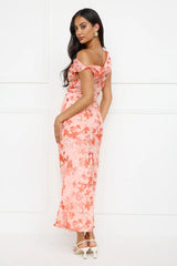Coastline Chic Off Shoulder Maxi Dress Orange