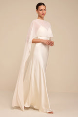 Mercedes White Satin Cape Wedding Dress