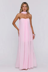 Silken Glow Strapless Maxi Dress Pink