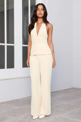 Linear Mood High Rise Straight Leg Tailored Pants Lemon