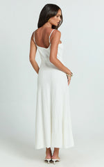Panelled Knit Dress in White