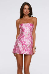 Twinkle Into Luxe Strapless Mini Dress Pink