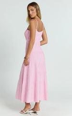 Panelled Knit Dress in Pale Pink
