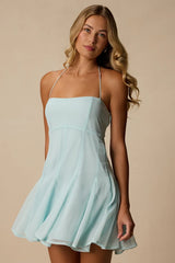 Sophrina Mint Blue Halter Mini Dress