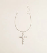 Cross My Mind Rhinestone Chain Necklace
