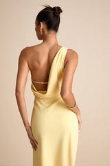 Maevyn Light Yellow Cowl Back Column Maxi Dress