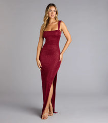 Brittney Lace-Up Slit Bodycon Glitter Formal Dress