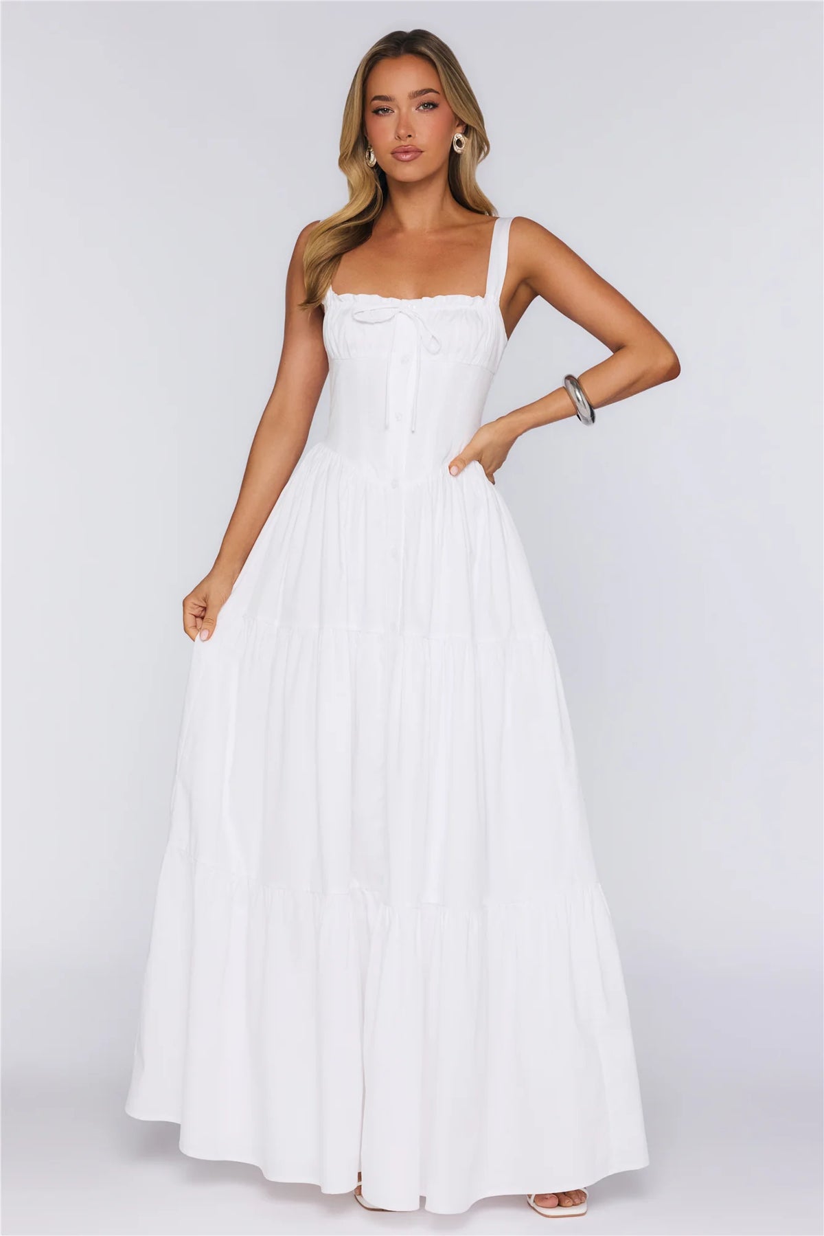 Fashion Snap Maxi Dress White