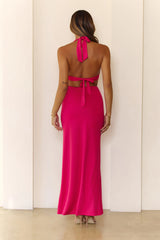 Dazzling Presence Halter Maxi Dress Pink