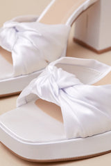 Remie White Satin Knotted Platform High Heel Sandals