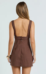 Square Neck A Line Dress in Chocolate
