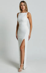 Boat Neck Bodycon Dress in White