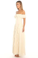 Scarlet Off-Shoulder Ruffle Trim Maxi Dress Butter