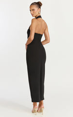 Halter Neck Column Dress in Black