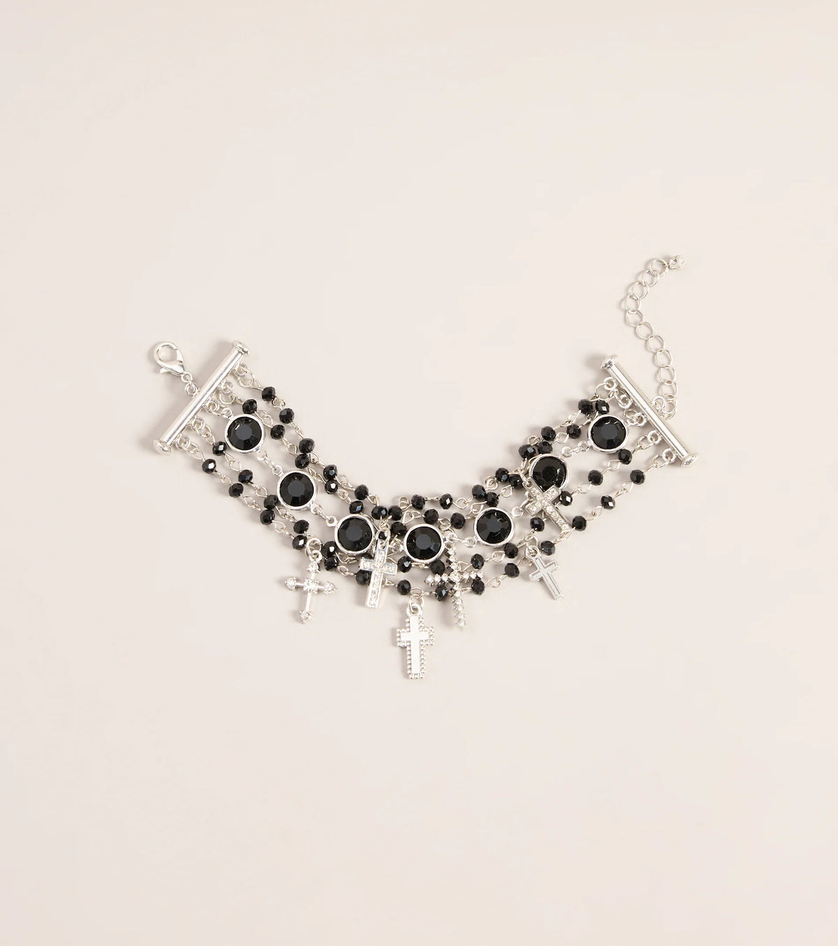 Cross My Heart Beaded Charm Bracelet
