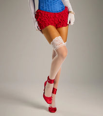 Sweet And Sheer Lace Trim Thigh-High Stockings