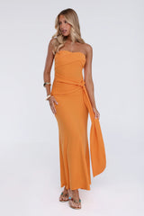 Starlit Rush Strapless Maxi Dress Orange