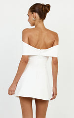 Off Shoulder Bow Detail Dress in White