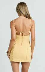 Sweetheart Tie Back Scallop Detail Dress in Butter