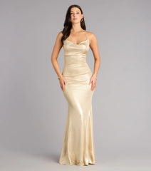Teresa Metallic Rhinestone Open Back Formal Dress