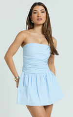 Strapless Drop Waist Dress in Blue