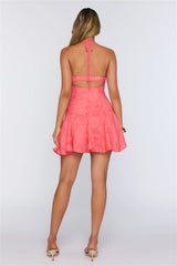 Stay Shining Halter Mini Dress Coral