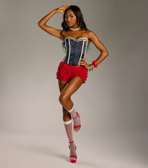 Ahoy Cutie Sailor Satin Corset Top