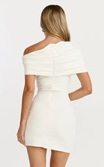 Asymmetrical Sleeve Dress in White