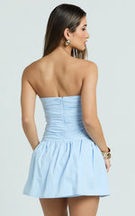 Strapless Drop Waist Dress in Blue