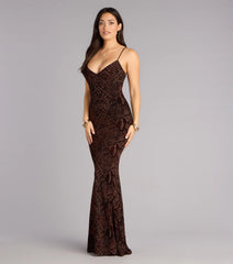 Arli Snake Velvet Burnout Mermaid Dress